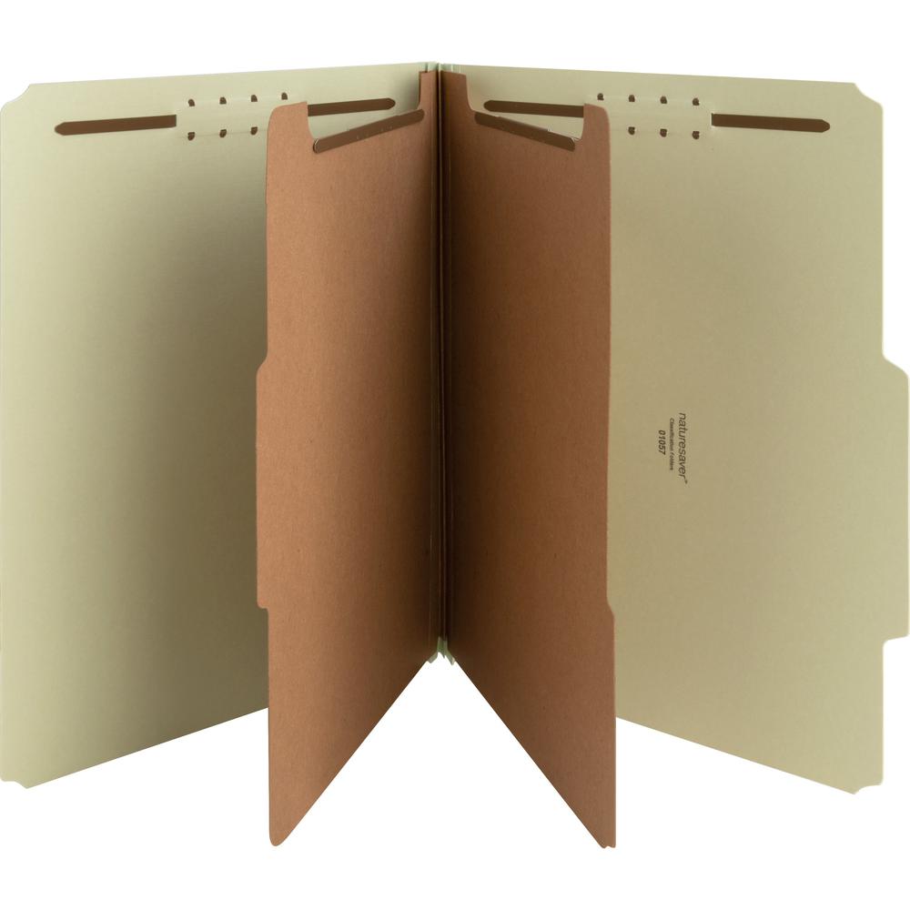 Nature Saver 2/5 Tab Cut Letter Recycled Classification Folder - 8 1/2" x 11" - 2" Expansion - Prong K Style Fastener - 2" Faste