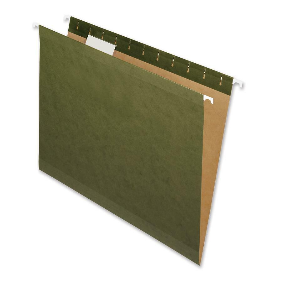 Nature Saver 1/5 Tab Cut Letter Recycled Hanging Folder - 8 1/2" x 11" - Poly - Standard Green - 100% Recycled - 25 / Box