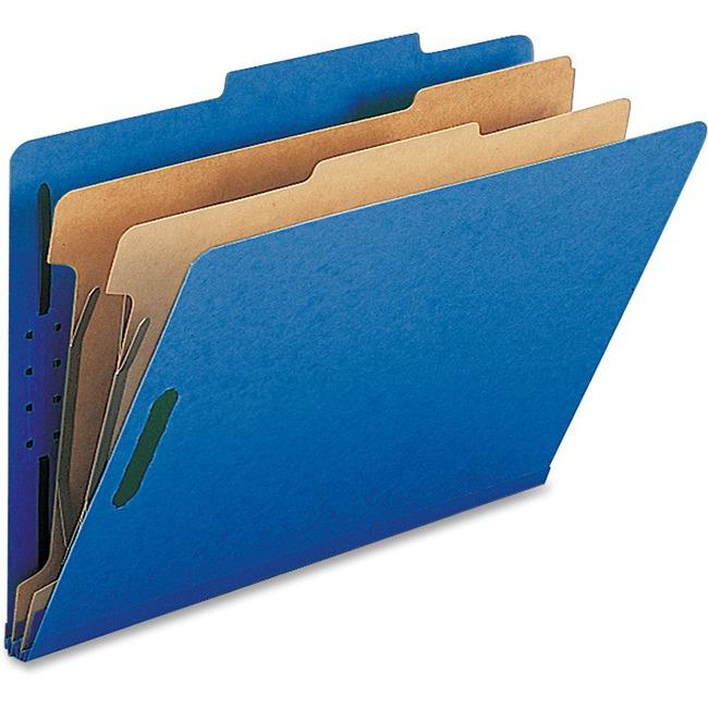 Nature Saver Legal Recycled Classification Folder - 8 1/2" x 14" - 2" Fastener Capacity for Folder - 2 Divider(s) - Dark Blue - 