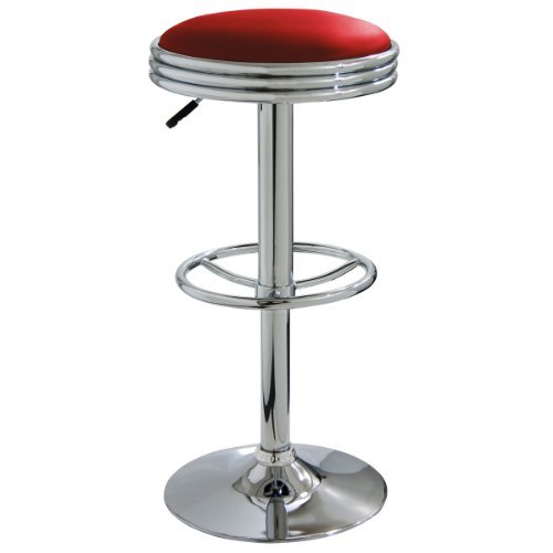 AmeriHome Soda Fountain Style Bar Stool - Red