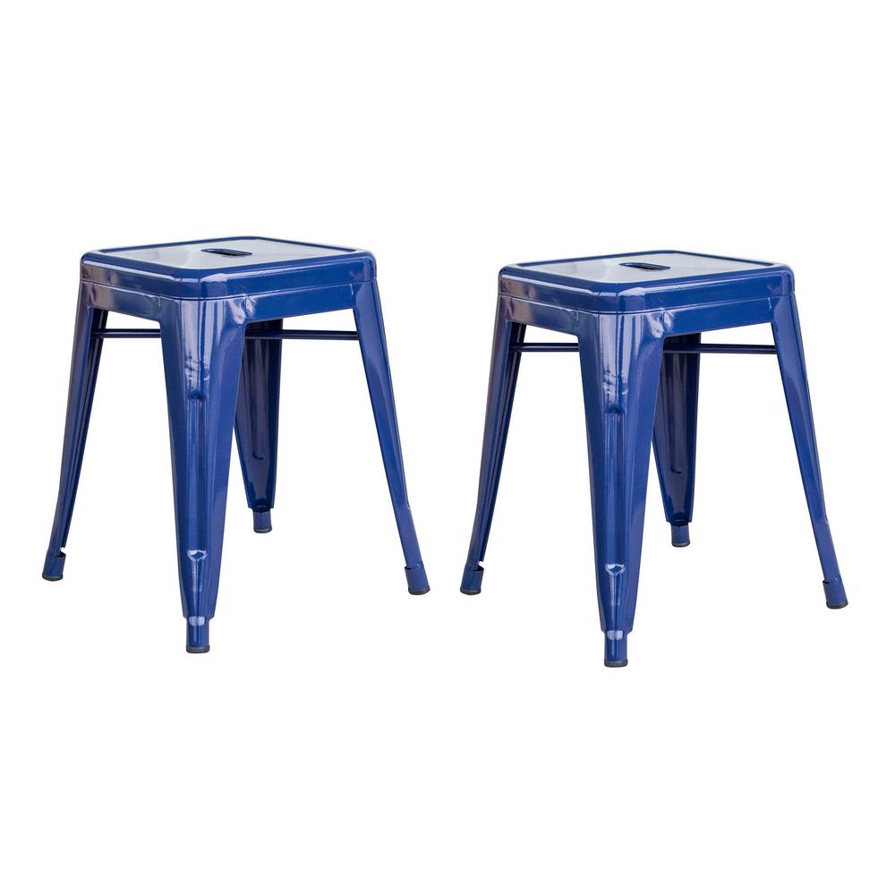 Loft Blue 18 Inch Metal Bar Stool - 2 Piece