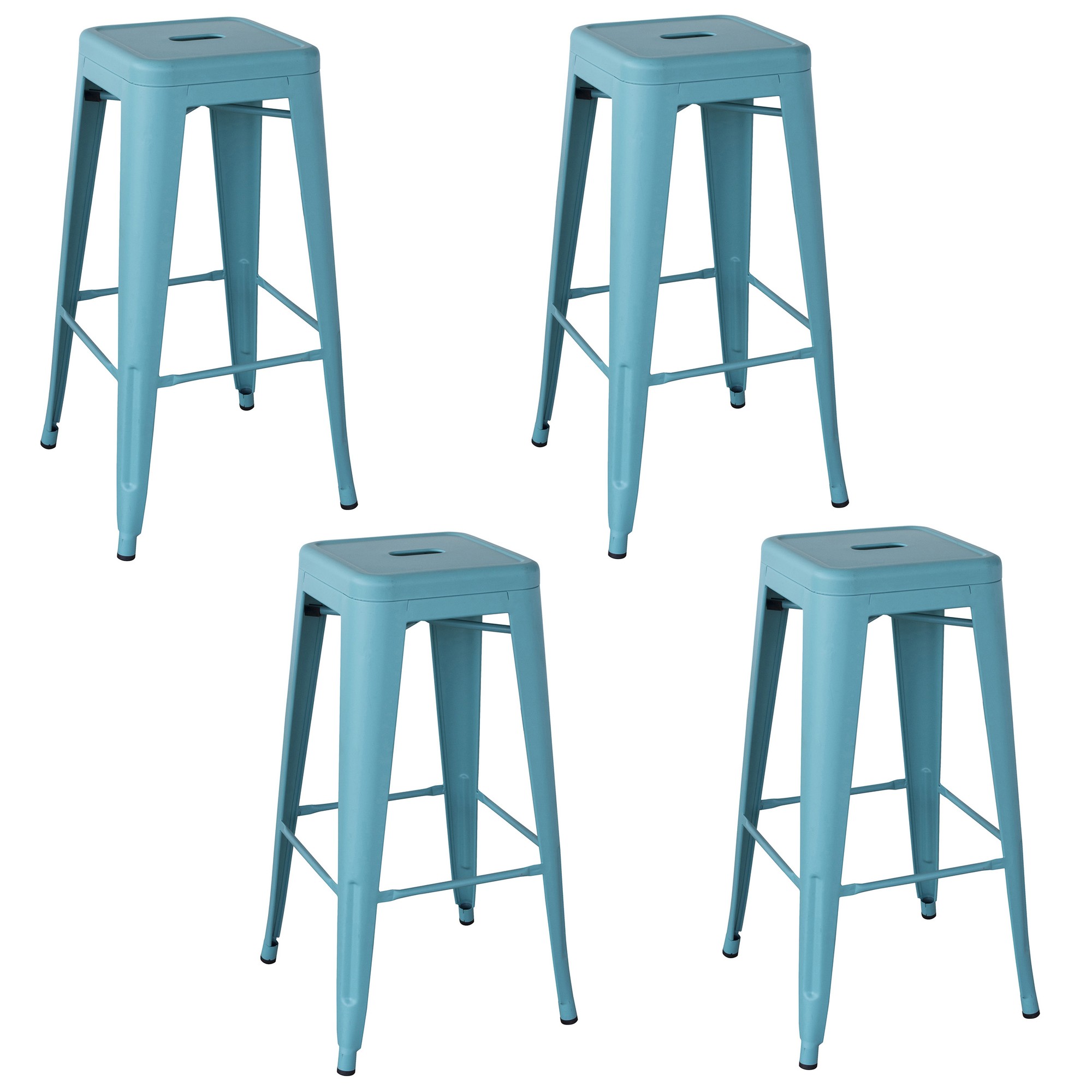 AmeriHome Loft Teal 30 inch Metal Bar Stool - 4 Piece