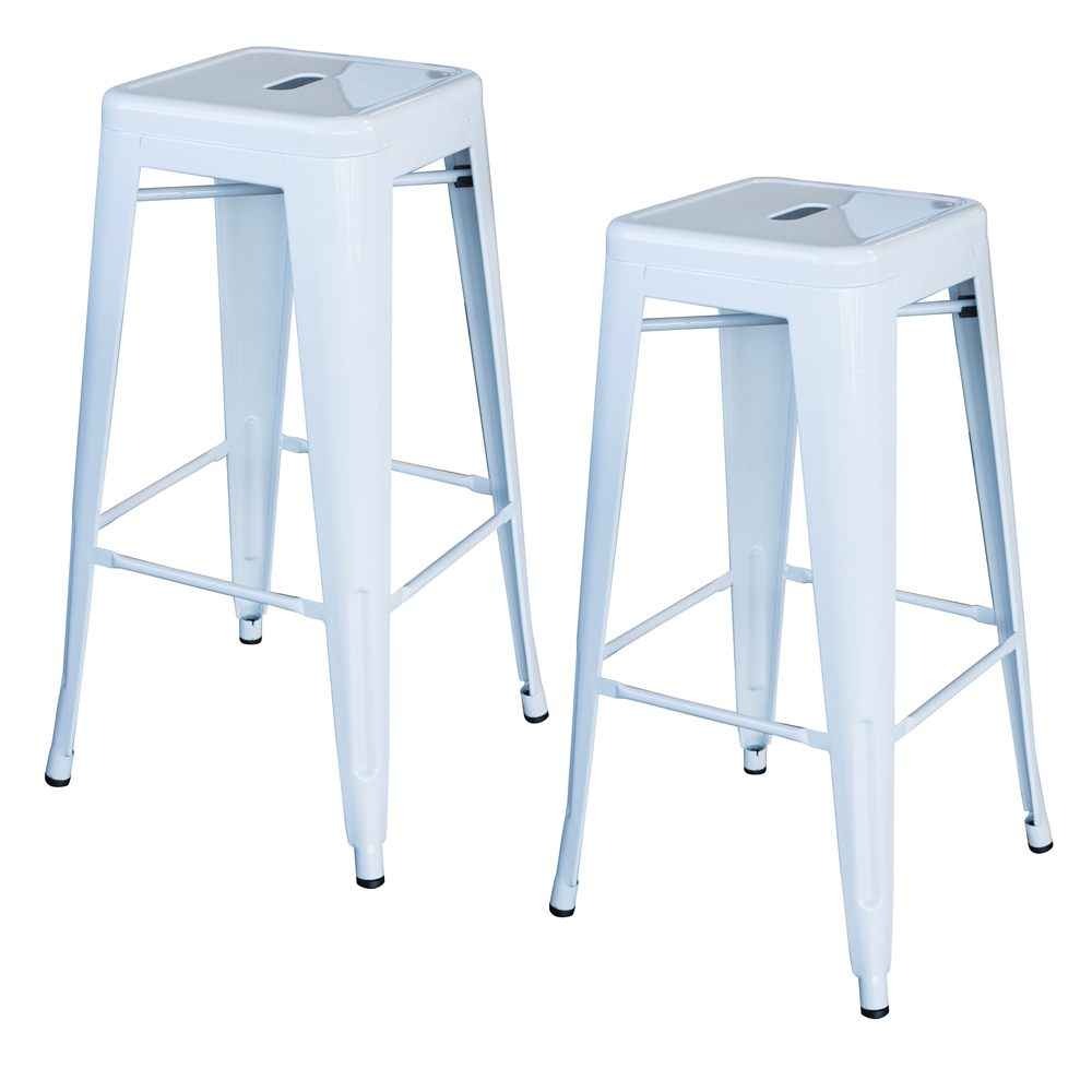 Loft White 30 in. Metal Bar Stool 2 Piece