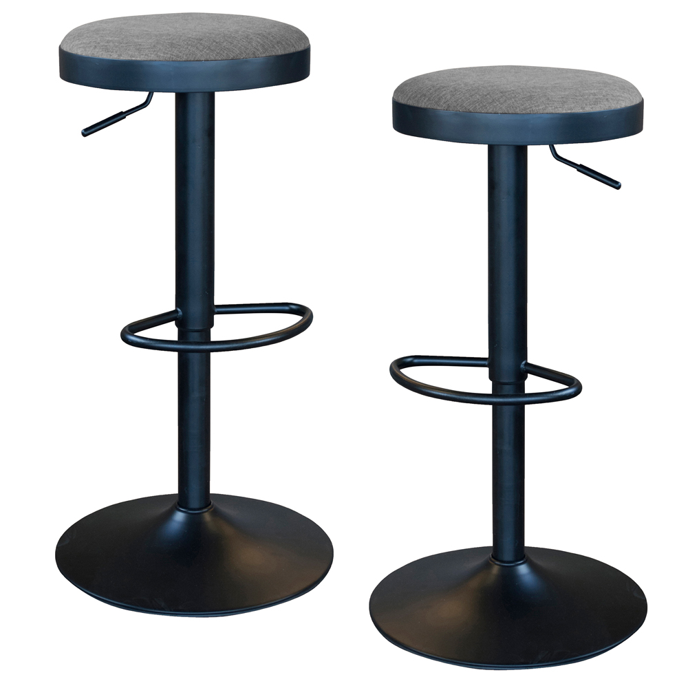 Classic Charcoal Gray Fabric Bar Stool Set