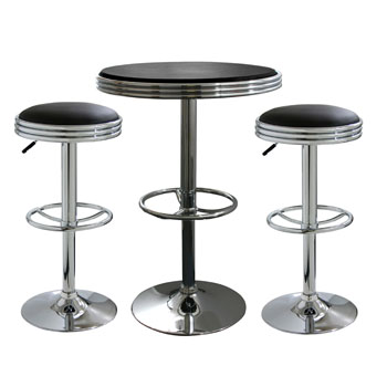 AmeriHome 3 Piece Soda Fountain Style Bar Set - Black