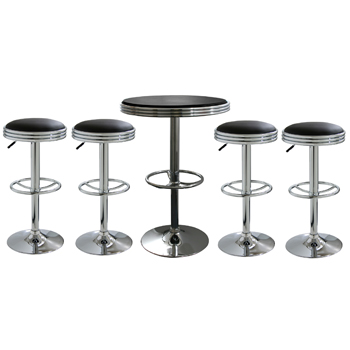 AmeriHome 5 Piece Soda Fountain Style Bar Set - Black