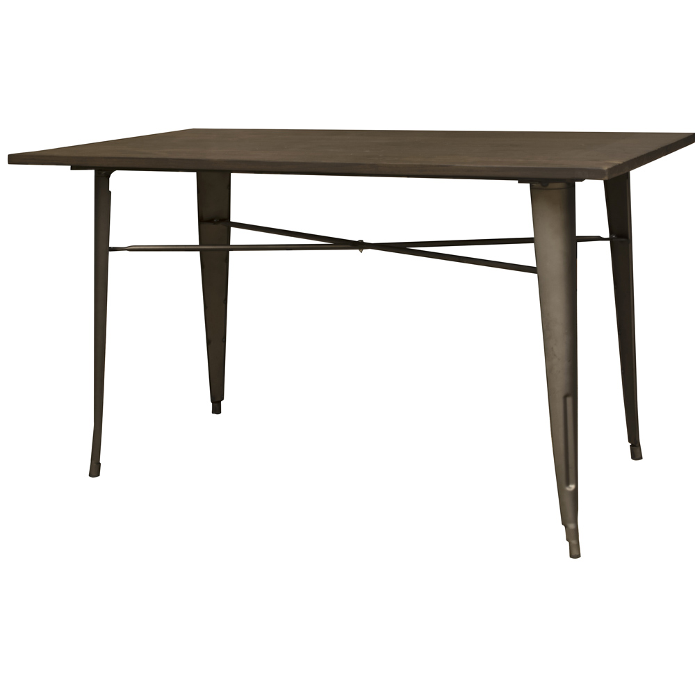 Loft Rustic Gunmetal Metal Dining Table with Wood Top