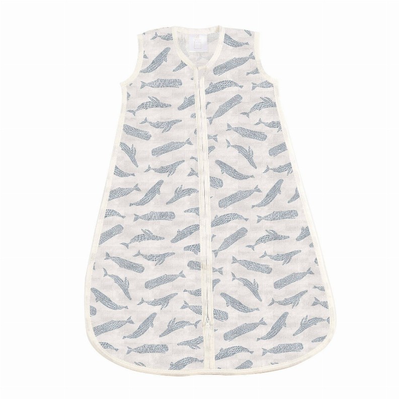 Bamboo Sleep Sack Medium Blue Shadow Whales 