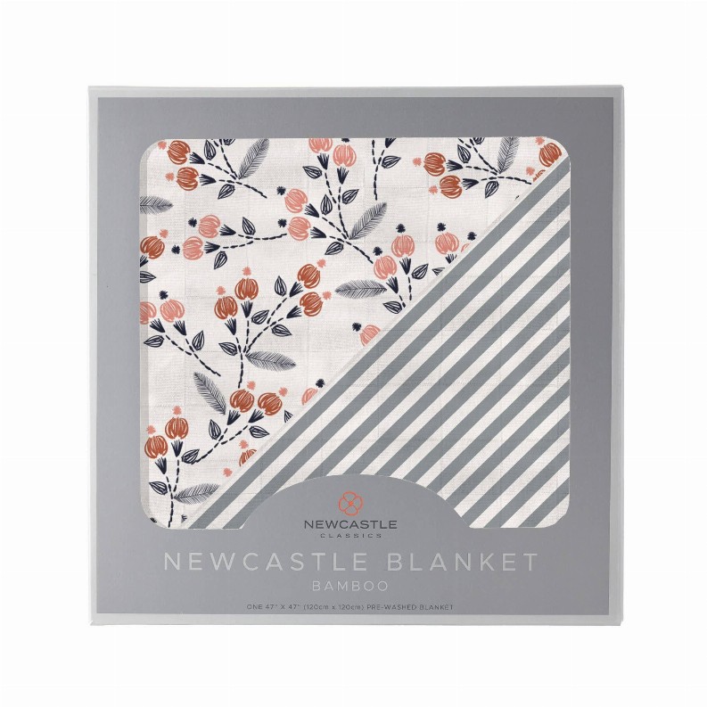 Newcastle Blanket Dahlia Floral and Finley Stripe Bamboo Muslin 