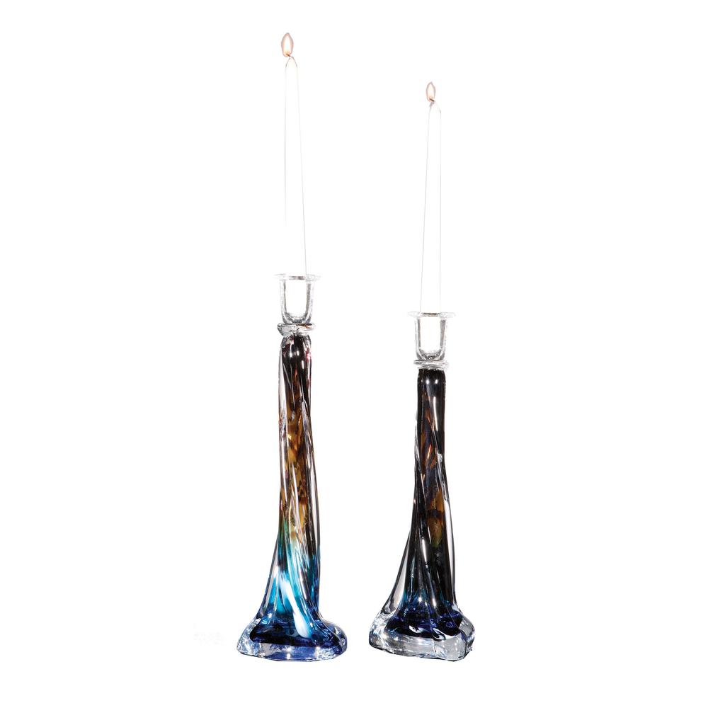 2Pcs Glass Candleholder Set