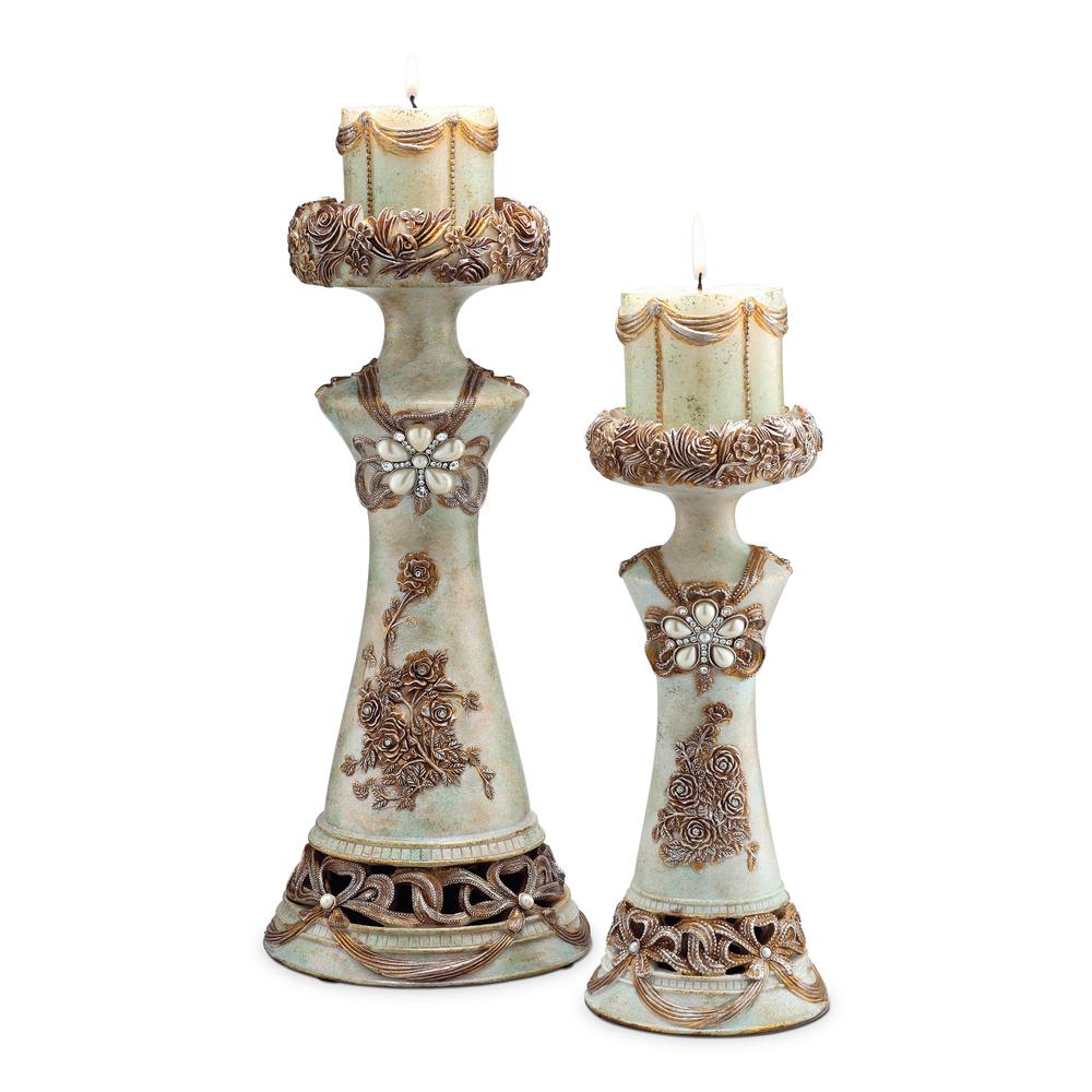 Vintage Rose Candleholder 2 In 1 Set