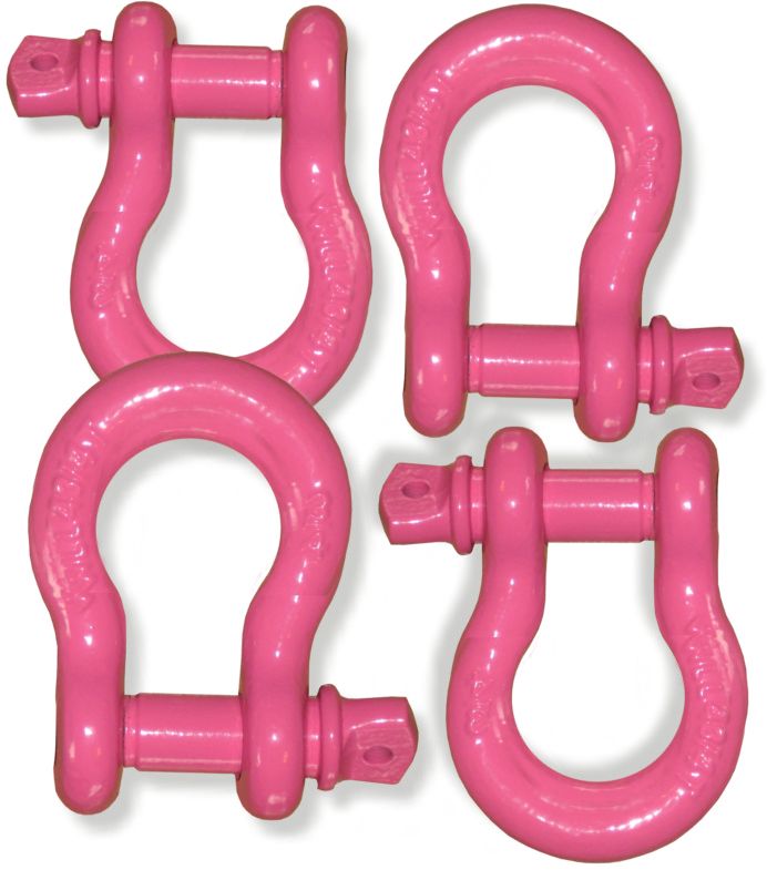 Powdercoated HOT PINK - 3/4 inch Jeep D-Shackles (Set of 4) (4X4 VEHICLE RECOVERY)