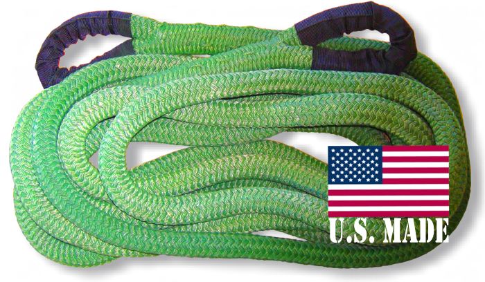  U.S. made 1-1/8 inch X 30 ft "GECKO GREEN" Safe-T-Line Kinetic Recovery ROPE (4X4 VEHICLE RECOVERY)