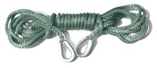 U.S. made 1/4 inch x 40 ft. AMSTEEL BLUE WINCH ROPE EXTENSION (9,200 lb strength) - MILITARY GREEN (4X4 VEHICLE RECOVERY)