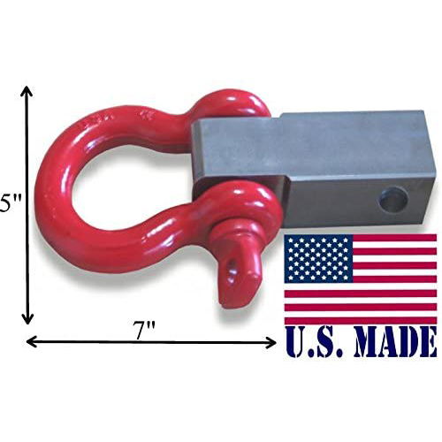 (U.S. made) It's Bigger! MEGA SHACKLE BRACKET for 2-1/2" Hitch Receivers with MEGA D-shackle (OFF-ROAD RECOVERY)