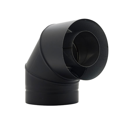 VDVB-EL0445 - 4" Ventis Direct Vent Pipe Stainless Steel Inner/Galvanneal Outer Painted Black, 45 Degree Elbow