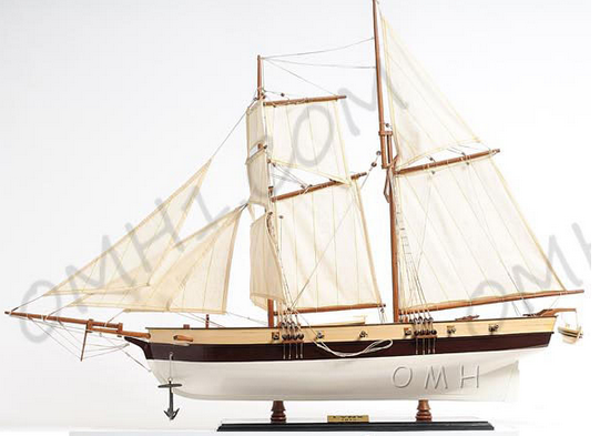 Painted Lynx Model Vessel on Wooden Base