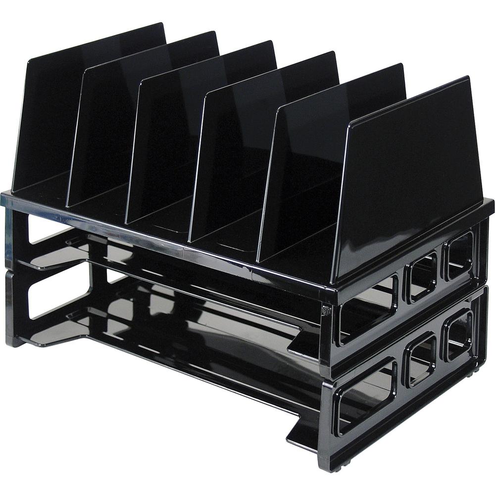 Officemate Sorter with Letter Trays - 5 Compartment(s) - 10.3" Height x 13.5" Width x 9.1" Depth - Desktop - Stackable - Black -