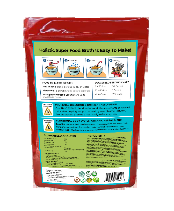 Super Food Broth One & Done* Vitamin, Mineral & Enzyme The Petz Kitchen Dogs Cats