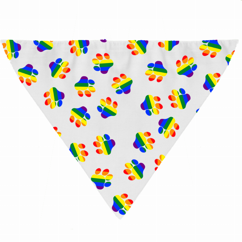 Dog Bandana - Large Rainbow Paw Prints