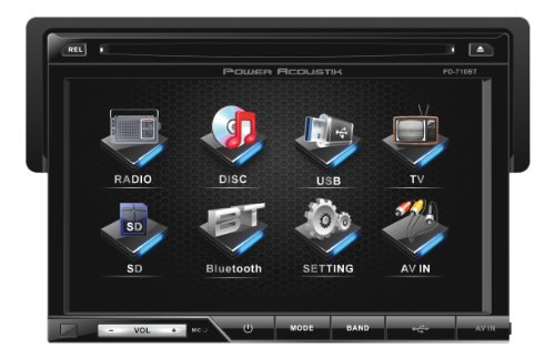 Power Acoustik PD-710B 7" Single-DIN In-Dash LCD Touchscreen DVD Receiver with Detachable Face (With Bluetooth)
