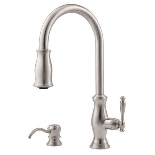 Hanover 1-Handle Pull-Down Kitchen Faucet with Soap Dispenser, Stainless Steel