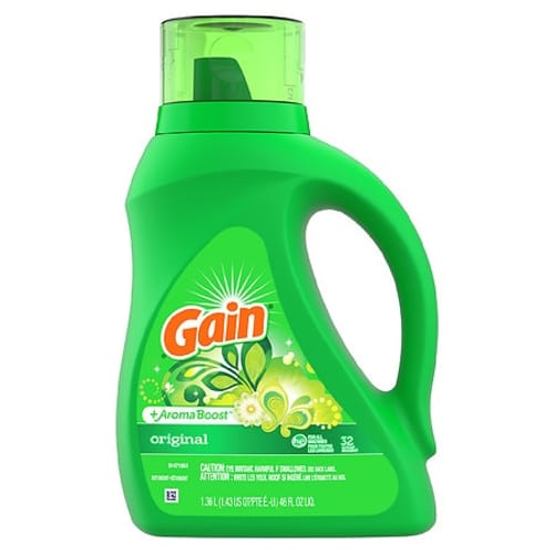Liquid Laundry Detergent, Gain Original Scent, 46 oz Bottle, 6/Case