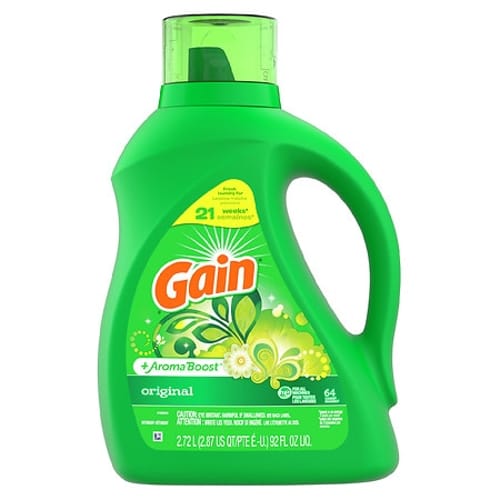 Liquid Laundry Detergent, Gain Original Scent, 92 oz Bottle, 4/Case