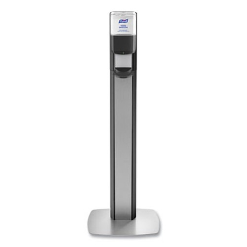 MESSENGER ES6 Graphite Panel Floor Stand with Dispenser, 1,200 mL, 16.75 x 6 x 40, Graphite/Silver