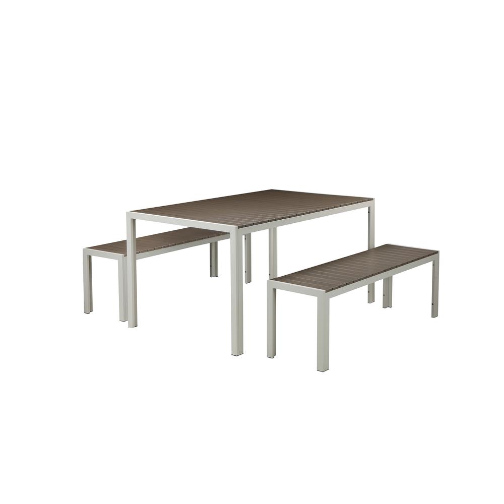 Breeze 3 Piece Dining Set, White & Grey