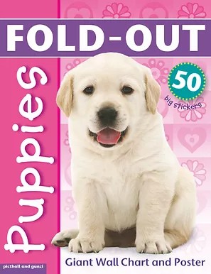 Fold-out PUPPIES Sticker Book, plus Giant Wallchart & 50 big stickers