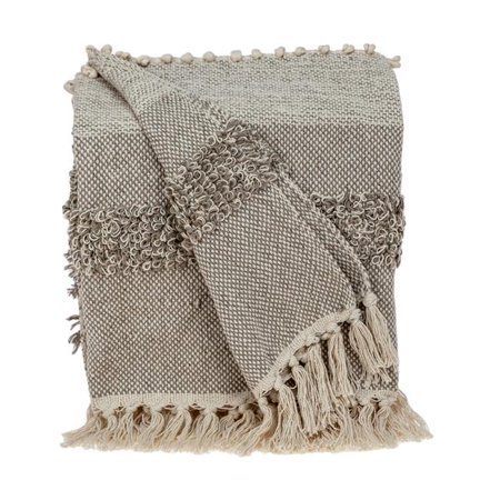 Parkland Collection Neil Eclectic Beige 52" x 67" WOVEN HANDLOOM Throw