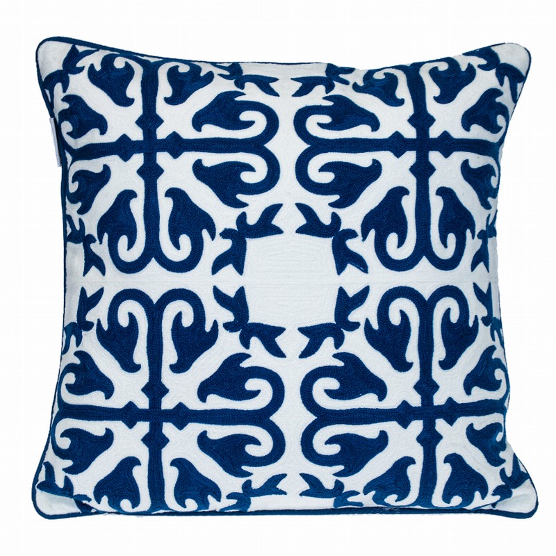 Parkland Collection Transitional Geometric Blue Square 20" x 20" Pillow - 20" x 20" Blue4