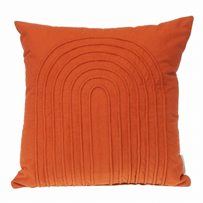 Parkland Collection Transitional Geometric Orange Pillow