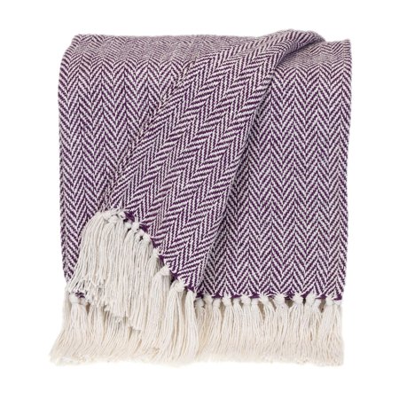 Parkland Collection Transitional Herringbone Rectangle 50" x 60" Throw - 50" x 60" Purple