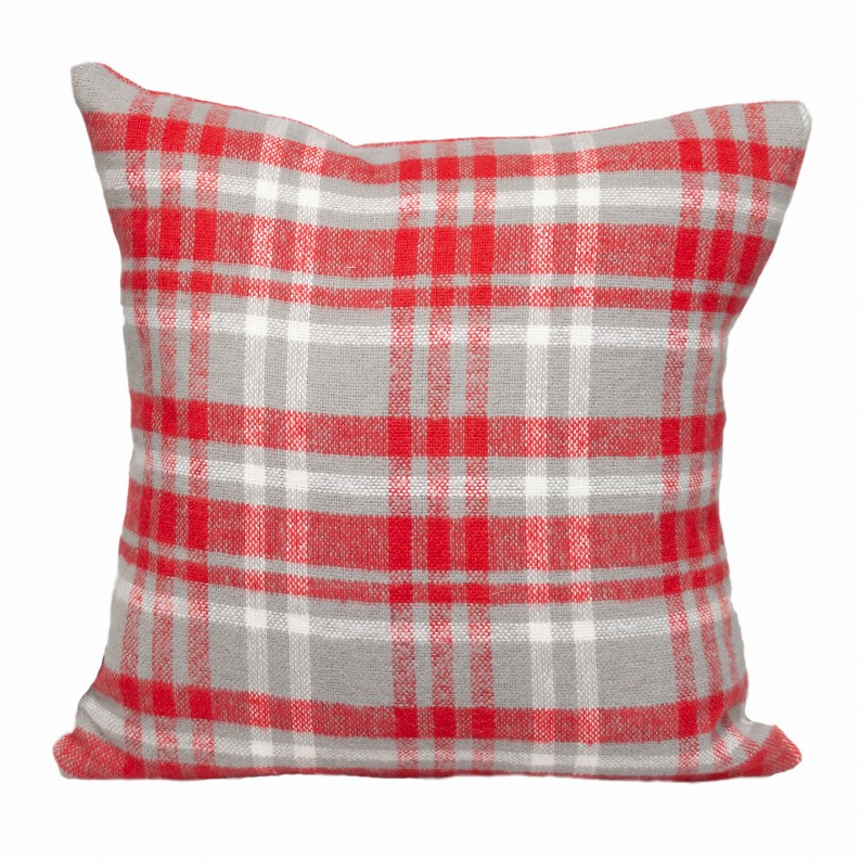 Parkland Collection Transitional Plaid White Square Pillow