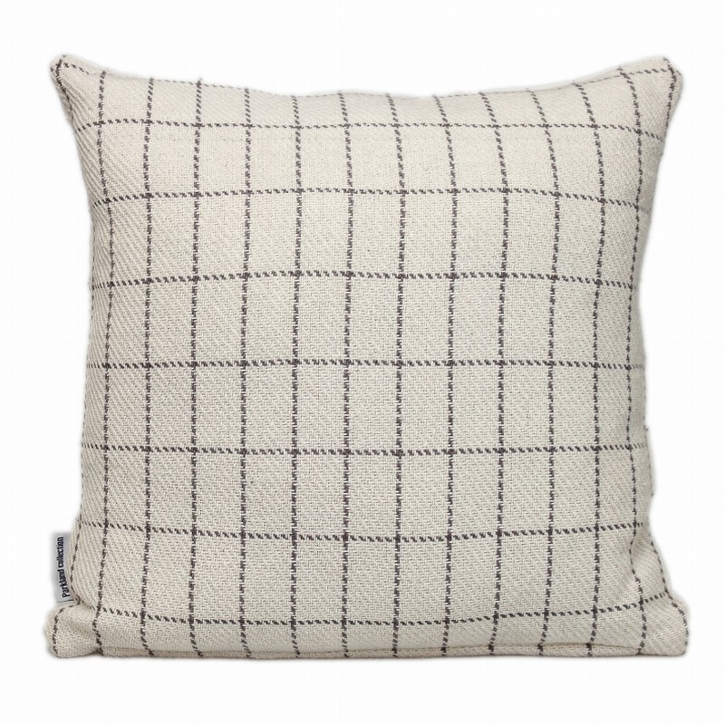 Parkland Collection Transitional Plaid White Square Pillow