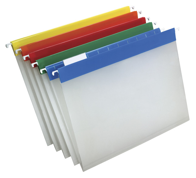 Pendaflex EasyView 1/5 Tab Cut Hanging Folder - 9 1/4" x 11 3/4" - Assorted Position Tab Position - Poly - Blue, Yellow, Red, Or