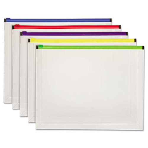 Pendaflex Color Zipper Poly Envelopes - Document - Zippered - Poly - 5 / Pack - Assorted