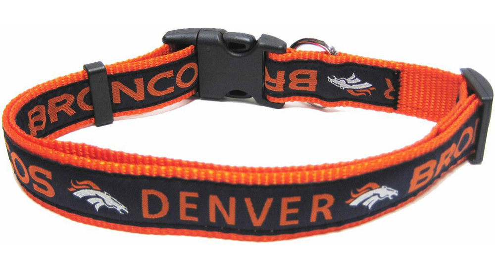 Denver Broncos Dog Collar - Ribbon - Large