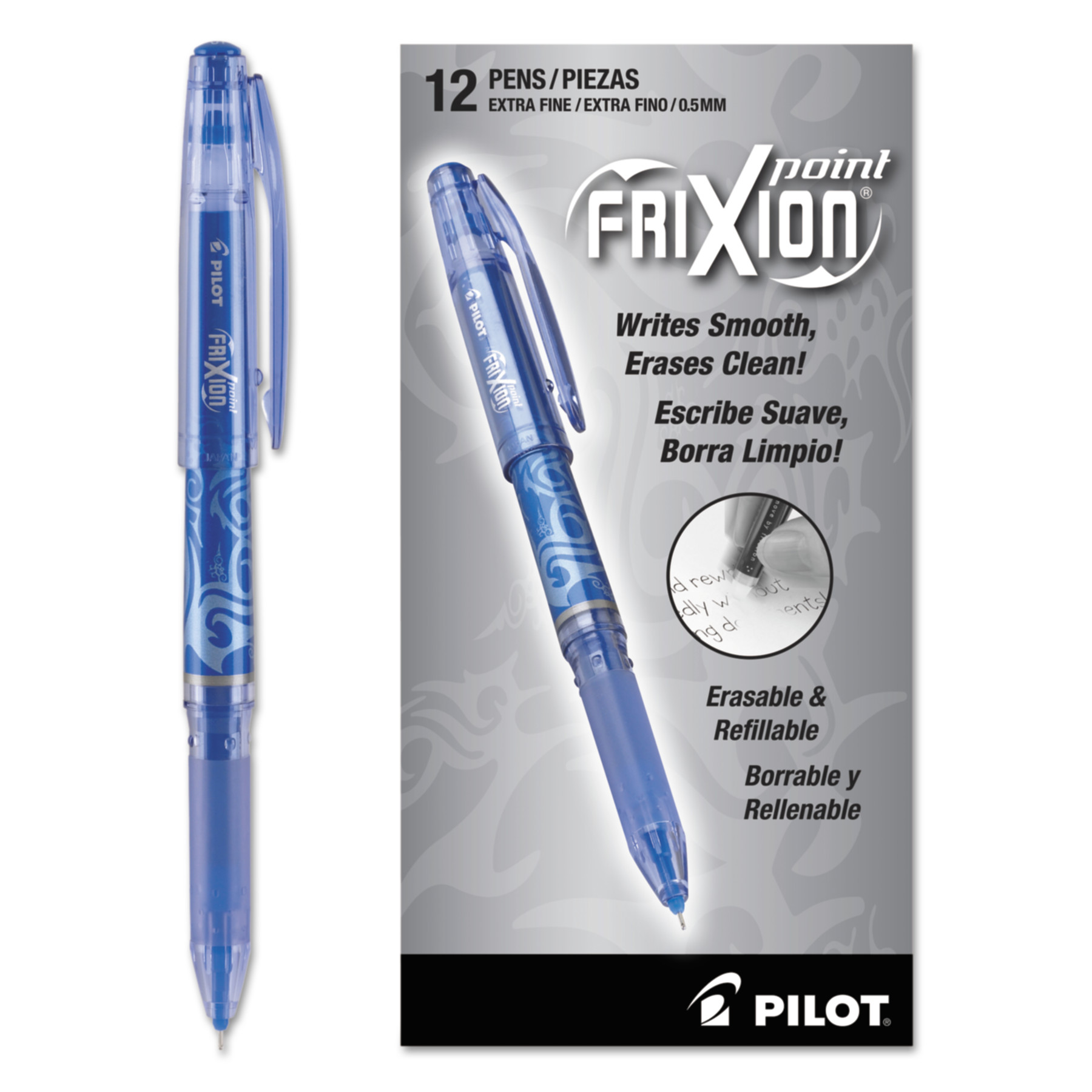 Pilot FriXion Point Erasable Gel Pen - Extra Fine Pen Point - 0.5 mm Pen Point Size - Needle Pen Point Style - Blue Gel-based In