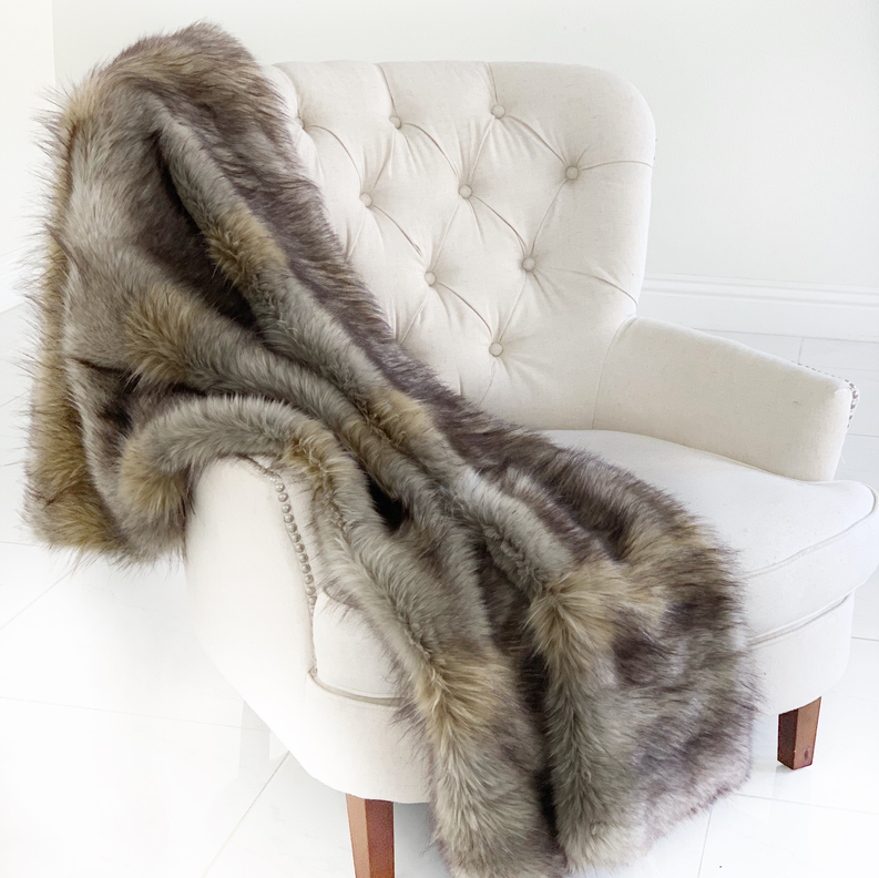 Plutus Plush Handmade Luxury Faux Fur Throw Blanket 108L x 90W Full - Queen