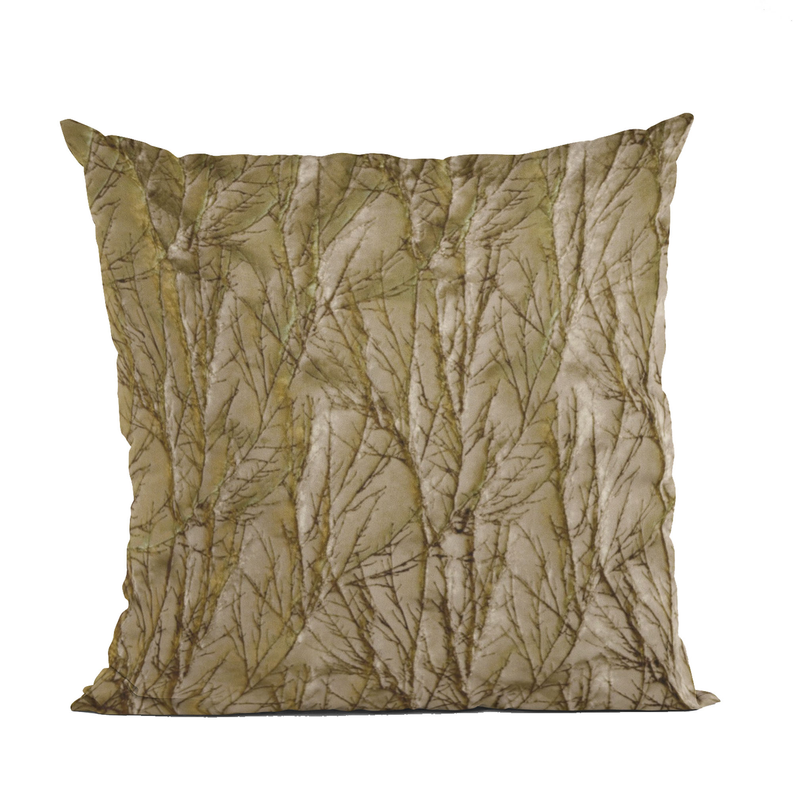 Plutus Shiny Fabric With Twig Pattern Luxury Throw Pillow Double sided  26" x 26" Burnished Bronze