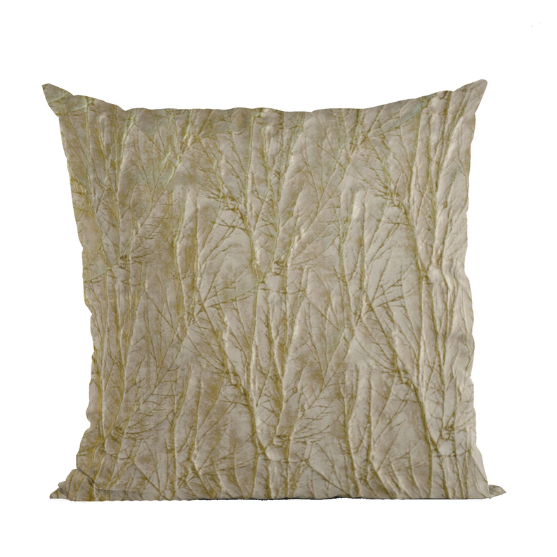 Plutus Shiny Fabric With Twig Pattern Luxury Throw Pillow Double sided  20" x 30" Queen Golden