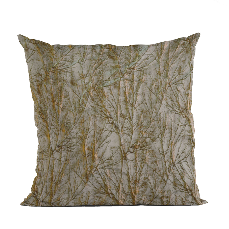 Plutus Shiny Fabric With Twig Pattern Luxury Throw Pillow Double sided  20" x 20" Patina