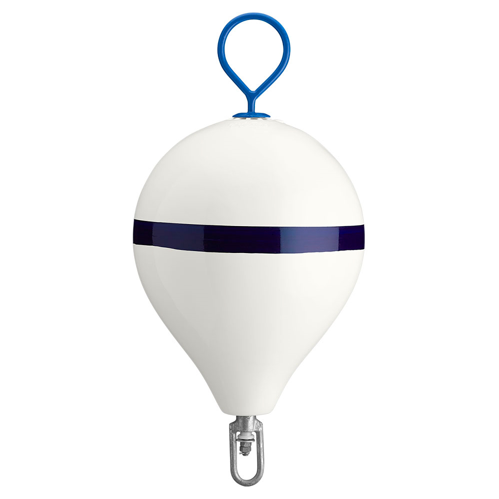 Polyform Mooring Buoy w/Iron 17" Diameter - White Blue Stripe