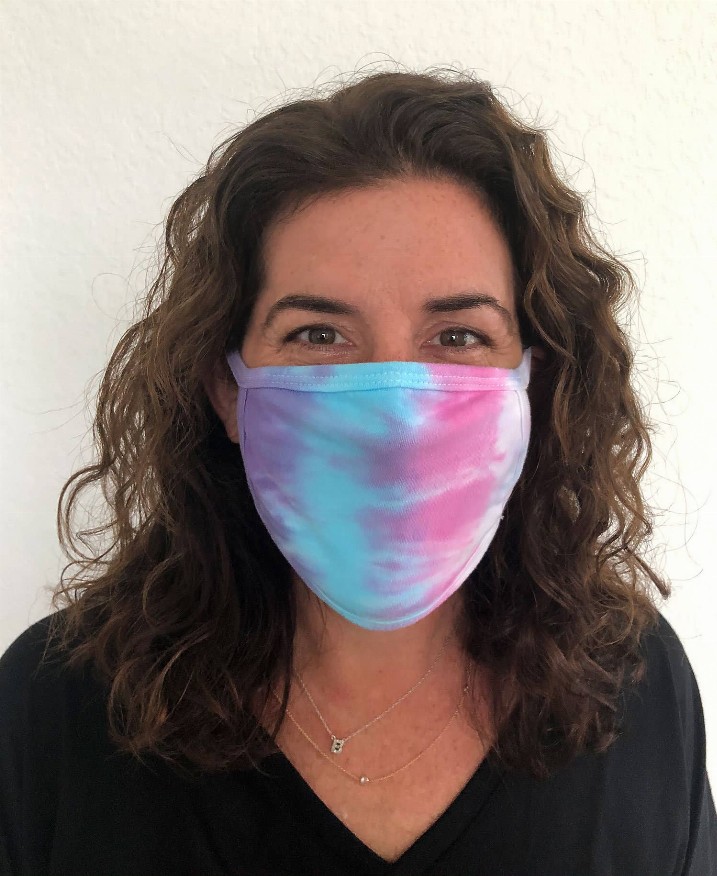 Colortone Tie Dye Ear Loop Mask Multi Blue