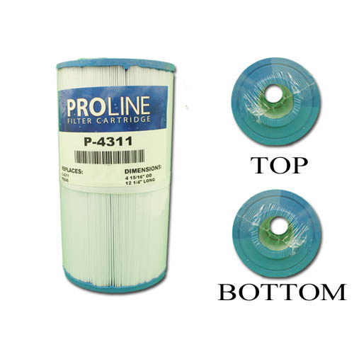 Filter Cartridge, Proline, Diameter: 4-15/16", Length: 12-1/4", Top: 2-1/8" Open, Bottom: 2-1/8" Open, 45 sq ft