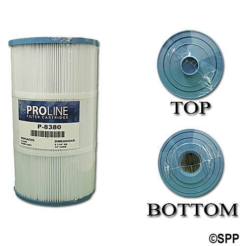 Filter Cartridge, Proline, Diameter: 8-7/16", Length: 14", Top: Closed, Bottom: 2-1/2" Open, 80 sq ft