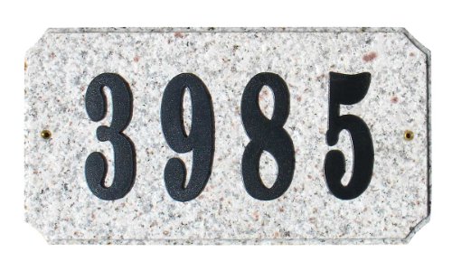 Solid Granite Address Plaque, Executive "Cut Corner" Rectangle, Autumn Leaf Natural